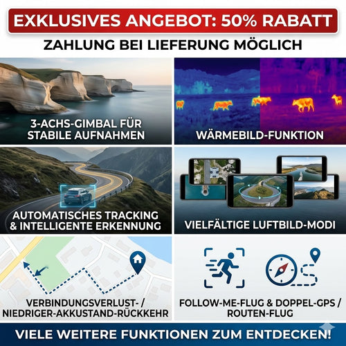 Profi Wärmebild-Drohne mit 4K Kamera, Infrarot & GPS, für Jagd, Sicherheit und Industrie